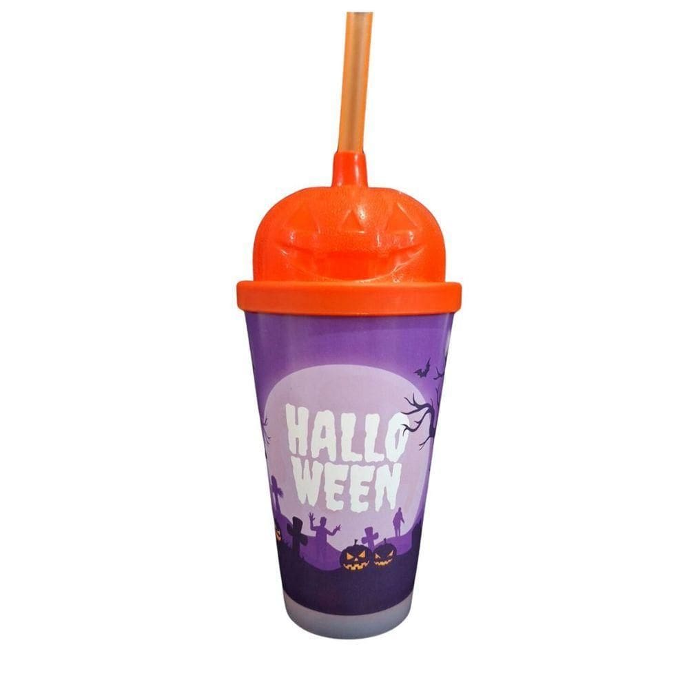 Copo Com Canudo Halloween Com Led - 350ml