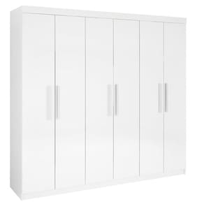 Guarda Roupa Casal 6 Portas 4 Gavetas - Leblon-Branco - Móveis D`Doro