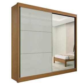 Guarda Roupa Casal com Espelho 2 Portas 6 Gavetas - Titanium-Cinamomo/Off White - Móveis D`Doro