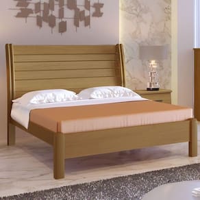 Cama Casal com Detalhe Ripado - Esmeralda Queen-Cinamomo - Móveis D`Doro