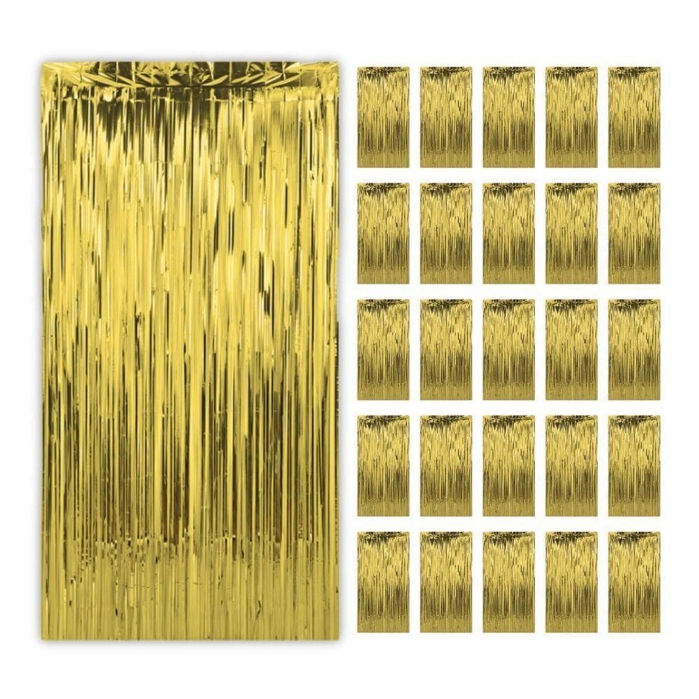 Kit 50 Cortina Fitas Metalizadas Dourada Decoração