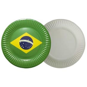 Prato Redondo Brasil Copa Do Mundo 18cm - 10 Unidades