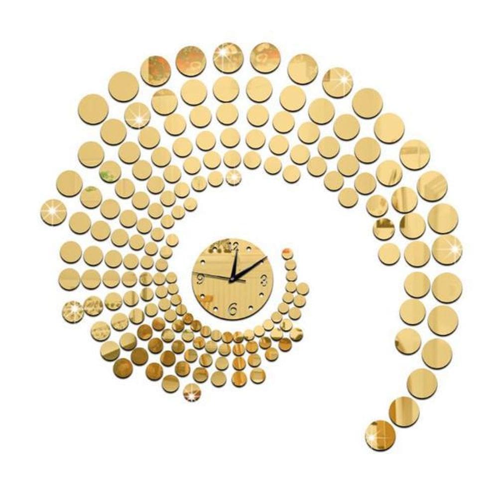 Relógio Círculos Decorativo Espelhado Dourado Sala Quarto