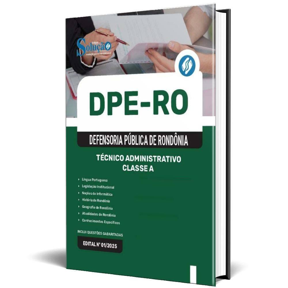 Apostila Dpe Ro 2025 - Técnico Administrativo - Classe A