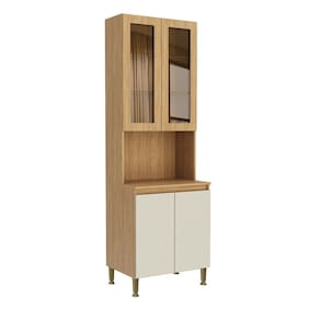 Cristaleira para Cozinha 4 Portas 70 Cm X 220cm X 52cm Rebeca Mel/Off White