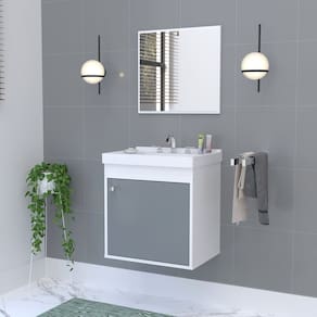 Kit Gabinete Banheiro em Mdf com Espelheira Veneto Gianduia