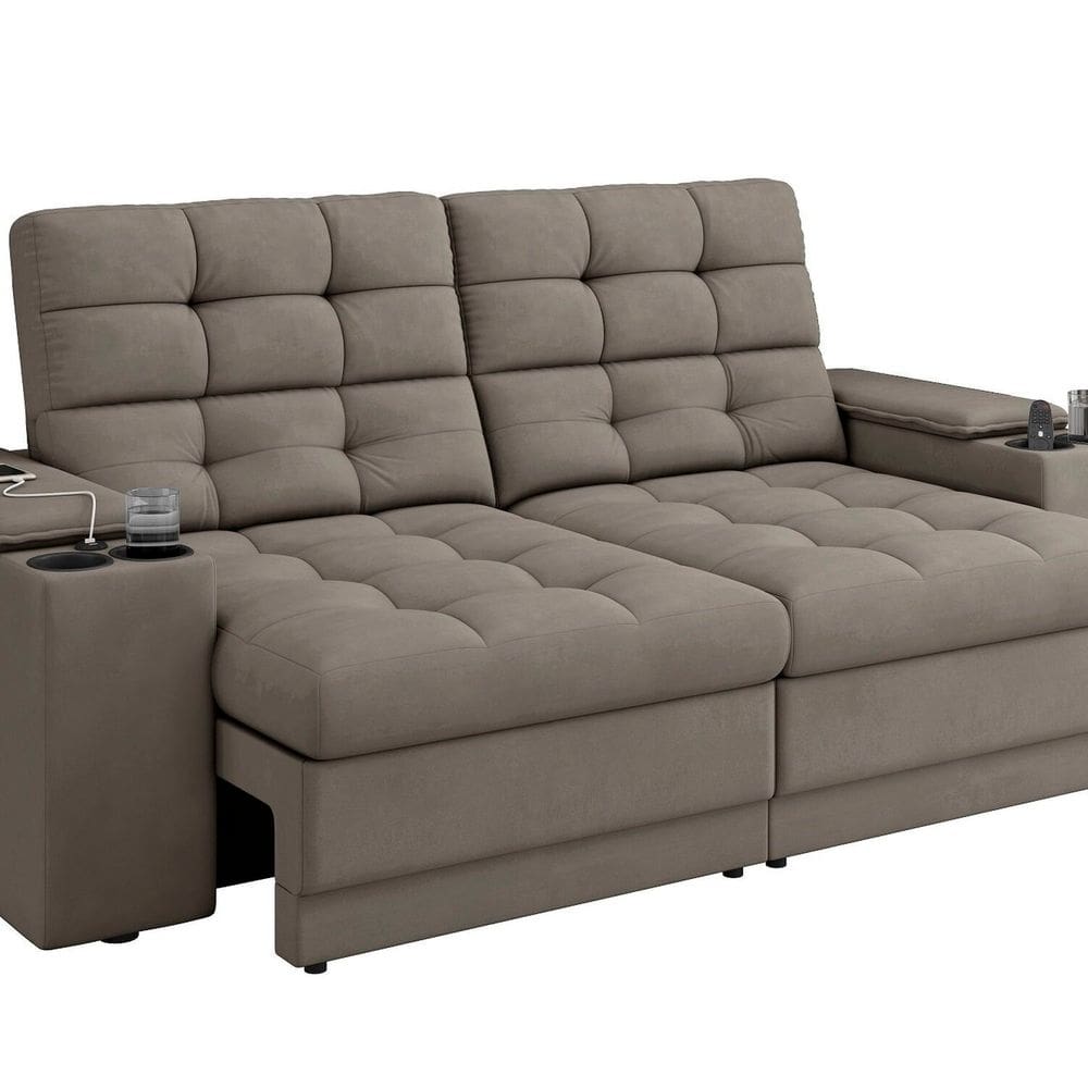 Sofá Kansas Vel Copo/usb 205 Cm | Casas Bahia