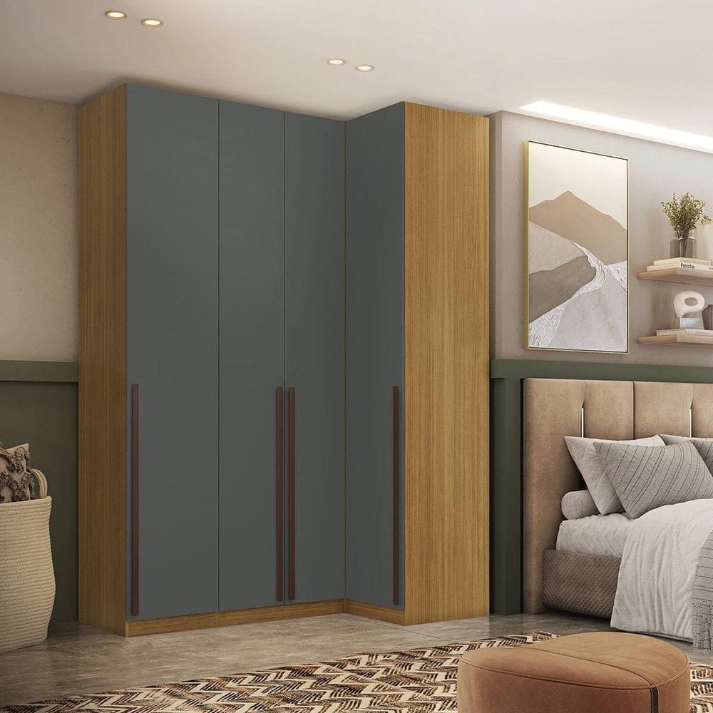 Guarda-roupa de Canto Reto 4 Portas Altezza Trend Freijó/Titânio