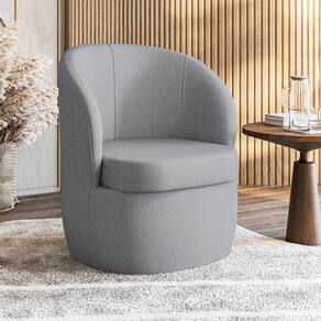 Poltrona Decorativa Estofada e Orgânica com Base Giratória Alajuela Espresso Móveis Cinza Médio