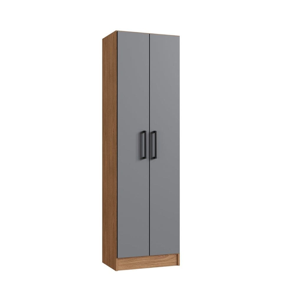 Armário para Escritório 2 Portas 177x52x34 Cm Freijó/Cinza