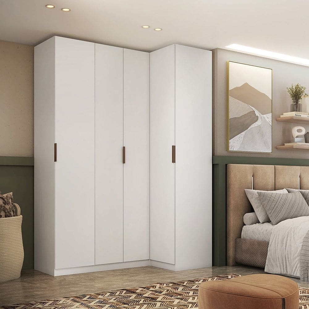 Guarda-roupa de Canto Reto 4 Portas Altezza Slim Branco