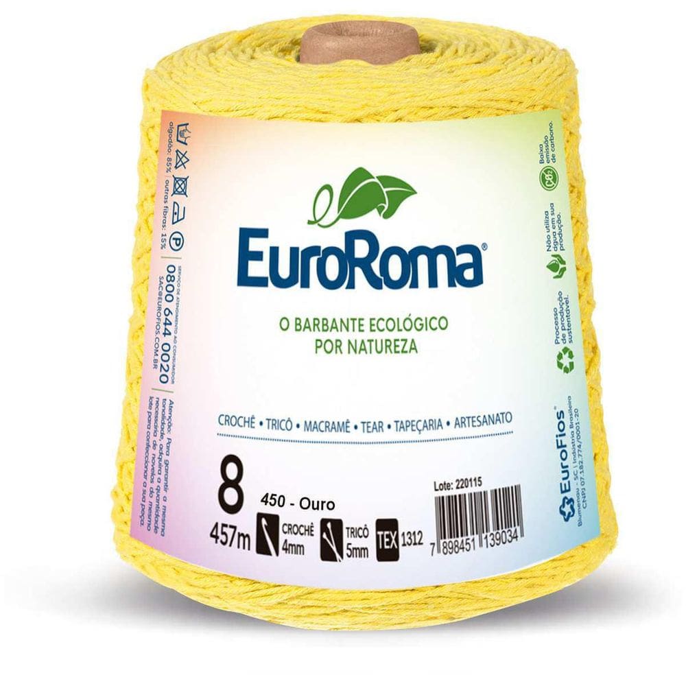 Barbante Colorido 600G 4/8 Fios 457M Amarelo Ouro