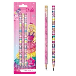 Lapis Escolar Preto Hb Barbie Cartela Com 3 Unidades - Tris