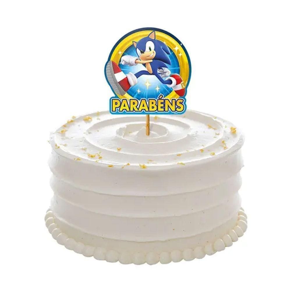 Topo De Bolo Sonic Parabéns