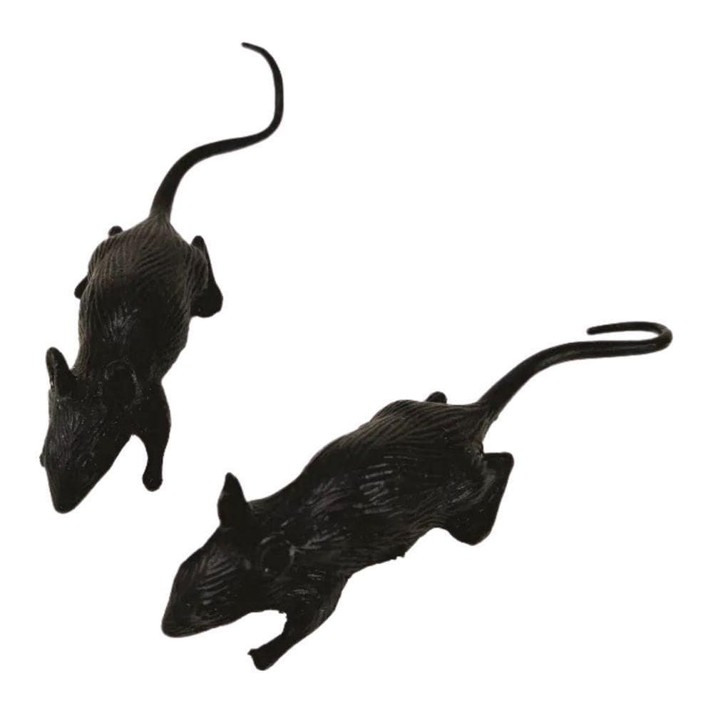 Rato Preto De Plástico Decoração Halloween - 6 Unidades