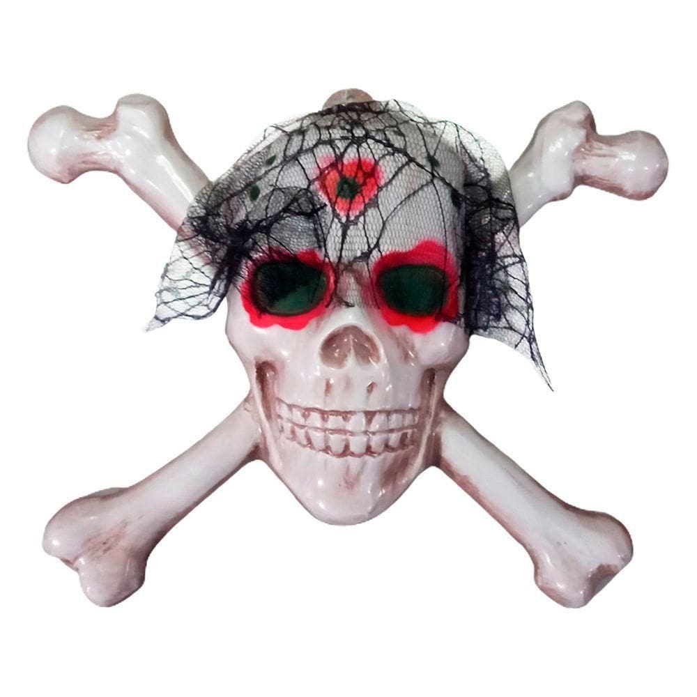 Caveira Com Véu Preto Para Decoração