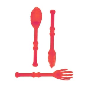 Kit Talher Colher Faca Garfo Horripilante Halloween Vermelho