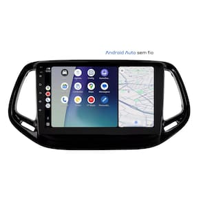 Central Multimídia Jeep Compass 2017 2018 2019 2020 2021 Svart Tela de 9" 2GB de RAM Android Auto e Carplay