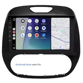 Central Multimídia Captur 2017 2018 2019 2020 2021 2022 Svart Tela de 9" 2GB de RAM Android Auto e Carplay + Câmera de ré
