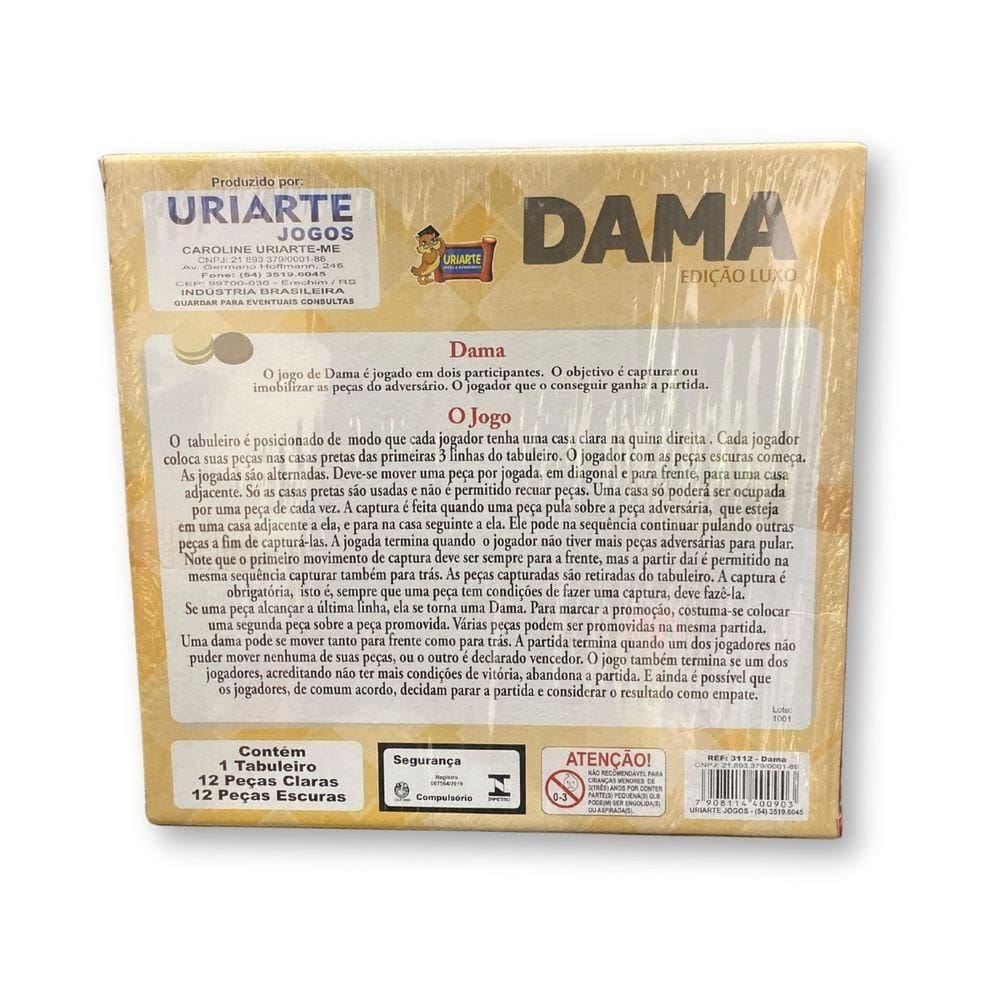 Jogo De Tabuleiro Damas Edição De Luxo