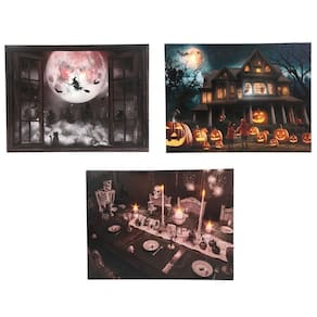 Quadro Decorativo Halloween Iluminado Led Modelo Banquete