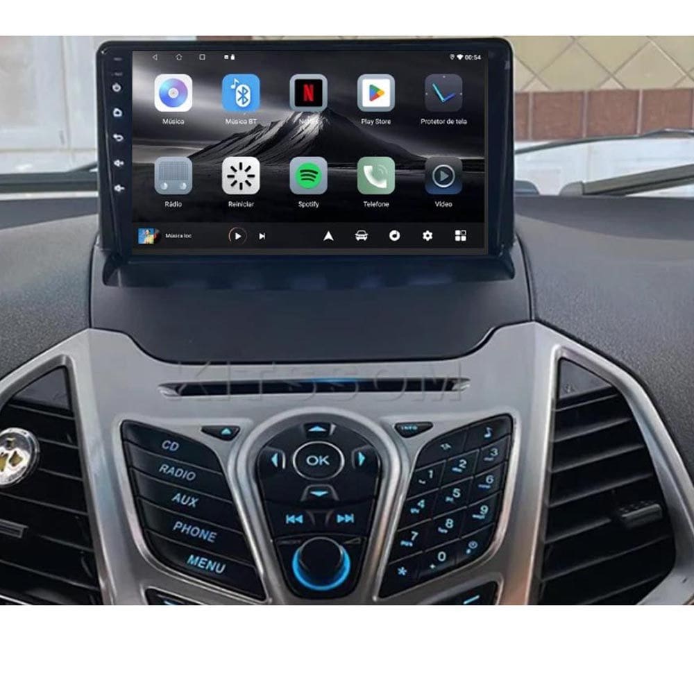 Central Multimídia Ecosport 2014 2015 2016 2017 2018 Svart Tela de 9" 2GB de RAM Android Auto e Carplay + Câmera de ré
