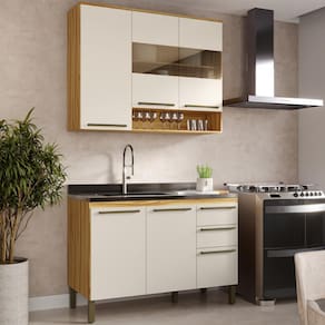 Cozinha Compacta 2 peças 6 Portas 2 Gavetas 100% MDF Nápoli Prime