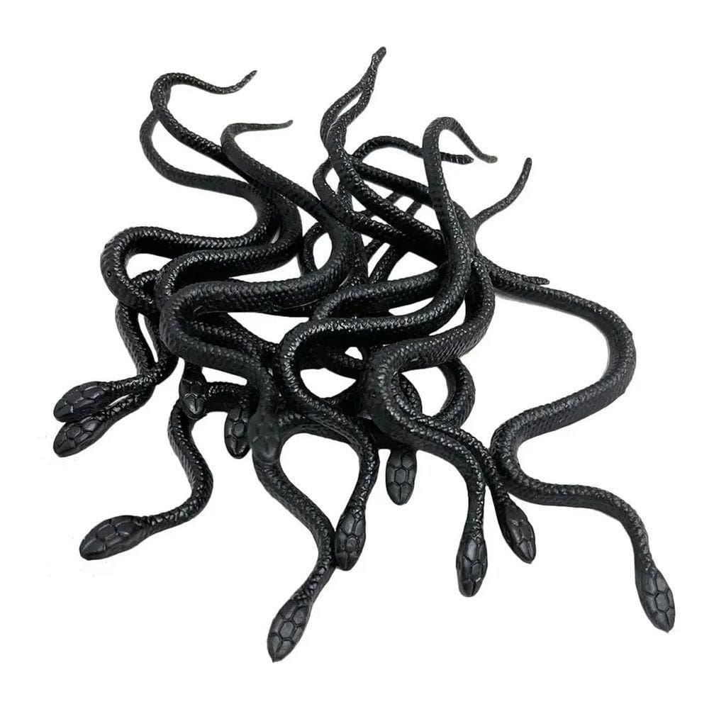 Cobra De Brinquedo Borracha Preta - 12 Unidades
