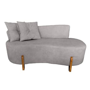 Sofá Orgânico 2 Lugares C/2 Almofadas Curvo Sala Recepção Boucle Cinza - Montanaris Decor