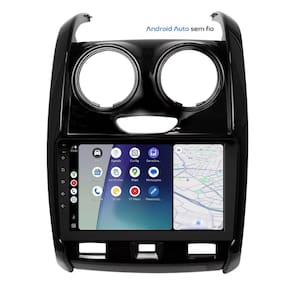 Central Multimídia Duster 2015 2016 2017 2018 2019 Svart Tela de 9" 2GB de RAM Android Auto e Carplay + Câmera de ré