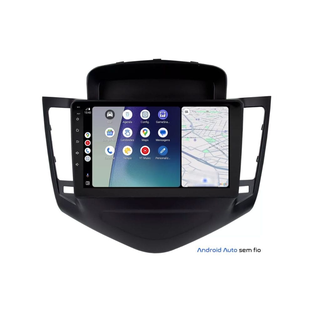 Central Multimídia Cruze LT LTZ 2011 2012 2013 2014 2015 2016 Svart Tela de 9" 2GB de RAM Android Auto e Carplay + Câmera de ré