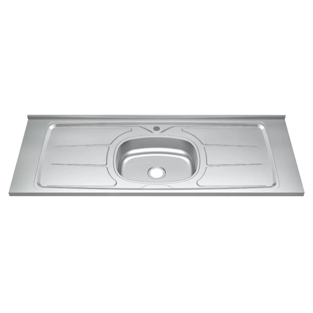 Pia de Cozinha em Aço Inox de 140cmx53cm Concretada sem válvula Plus 30 Inox