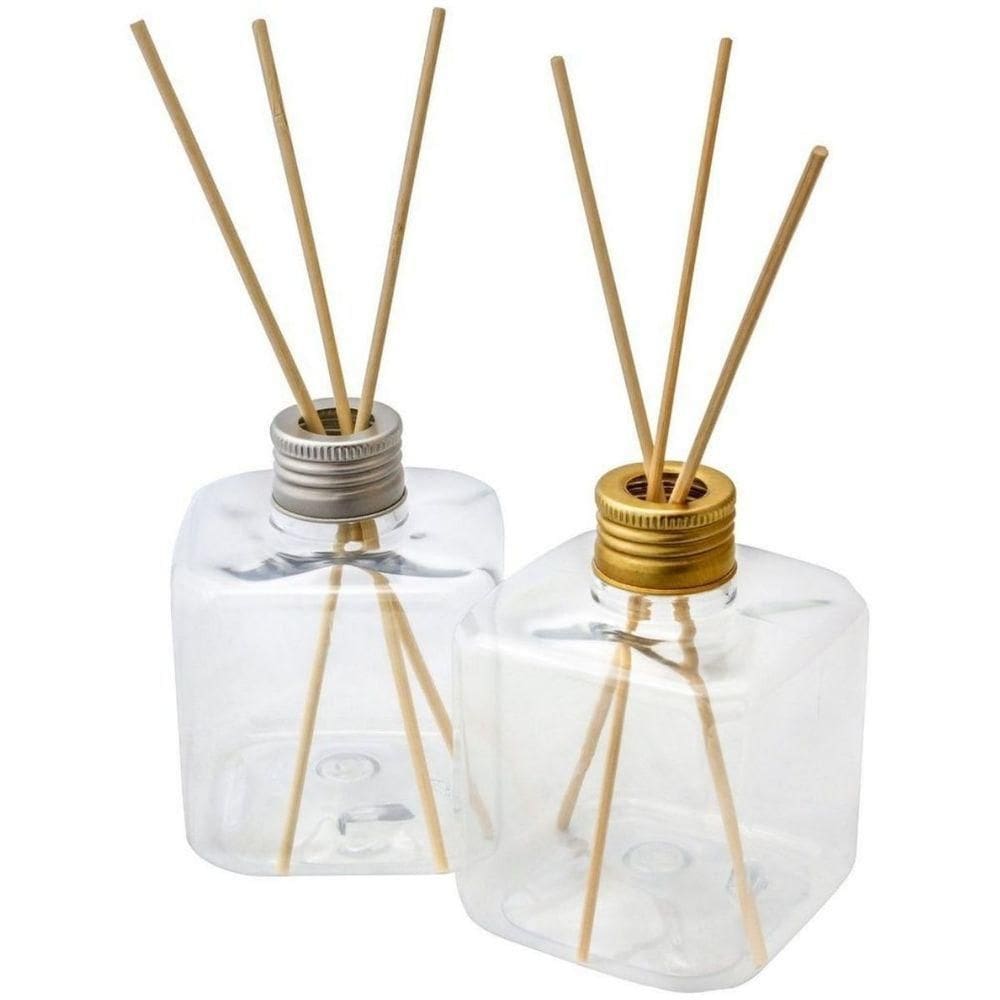Kit 2 Frascos De Plástico Aromatizador Cubo Com Varetas - 200 Ml