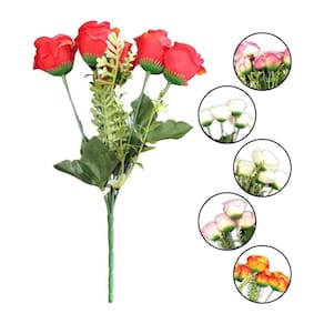 Flor Artificial Buquê Mini Rosa Com 5 Galhos - 28cm