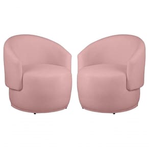 Kit 2 Poltronas Decorativa Redondo Estofada Heitor Sala Escritório E Recepção Suede Rosa Eli Móveis