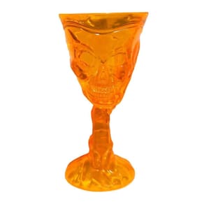 Taça Halloween Transparente Caveira Laranja