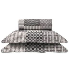 Cobre Leito Buettner Queen Microfibra Renove Estampado Austria 3 Peças Cinza