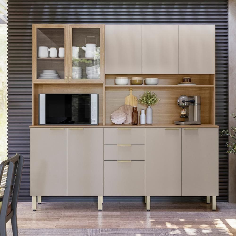 Armario De Cozinha Amora Com 10 Portas E 2 Gavetas Amendola/nude Prime Tx