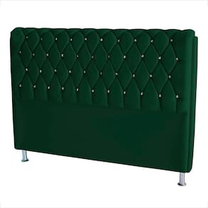Cabeceira De Cama Box Londres Casal 140 Cm Suede Botão De Strass Verde Eli Móveis E Decoração