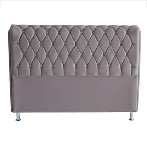 Cabeceira De Cama Box Londres Casal Queen 160 Cm Suede Botão De Strass Prata Eli Móveis E Decoração