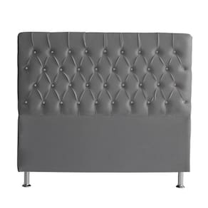 Cabeceira De Cama Box Bella Queen 160 Cm Suede Botão Cristal Grafite Eli Móveis E Decoração