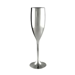 Taça De Champanhe Acrílico Prata Metalizada - 180ml