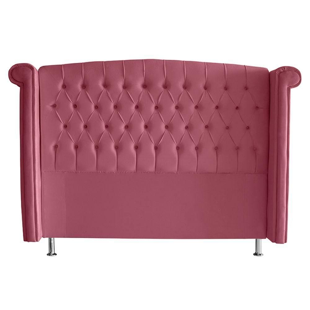 Cabeceira De Cama Box Toquio Casal 140 Cm Suede Rosa Bebê Eli Móveis E Decoração
