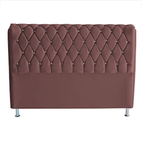 Cabeceira De Cama Box Londres Casal 140 Cm Suede Botão De Strass Rosê Eli Móveis E Decoração