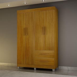 Guarda-roupa Pérola Solteiro 4 Portas 2 Gavetas Mobilihouse Cinamomo