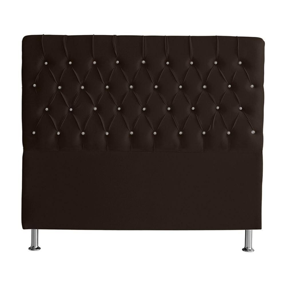 Cabeceira De Cama Box Bella King 195 Cm Suede Botão Cristal Marrom Eli Móveis E Decoração