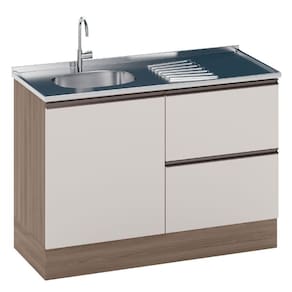 Balcão Para Pia Etna 120 Cm 1 Porta Carvalho Oak Off White Poliman