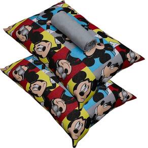 Jogo De Cama Portallar Casal Malha 100% Algodão Disney Mickey Glasses 3 Peças Cinza