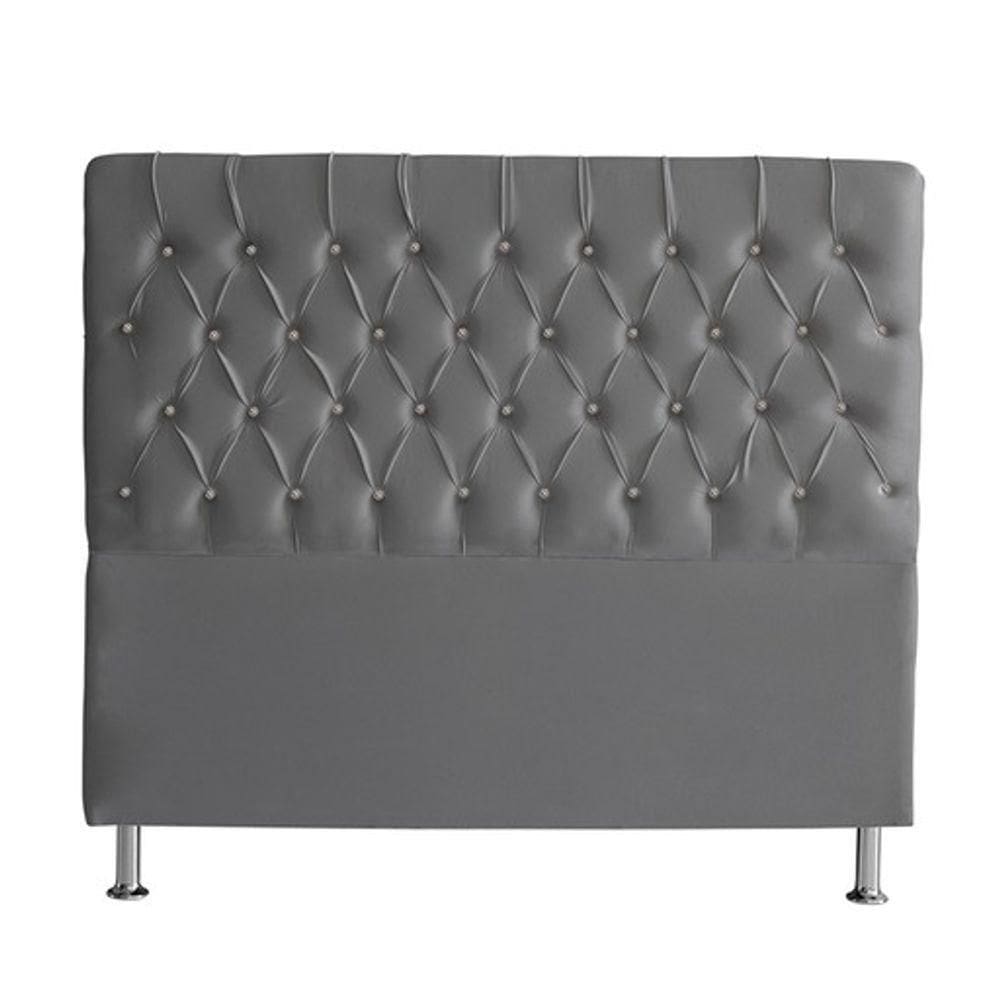 Cabeceira De Cama Box Bella King 195 Cm Suede Botão Cristal Grafite Eli Móveis E Decoração