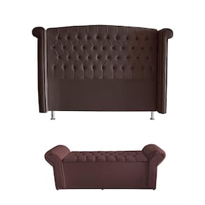 Kit Realeza Cabeceira De Cama Box E Calçadeira Baú Casal 140 Cm Suede Rosê Eli Móveis